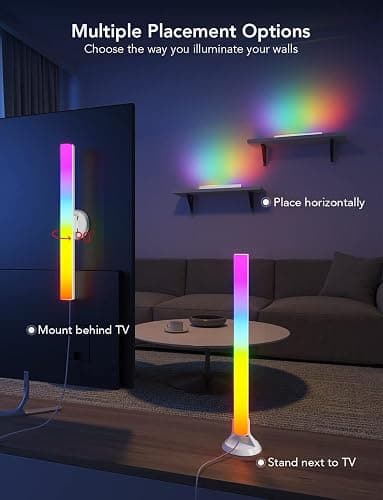 Govee RGBIC Light Bars, 15 Inches WiFi TV Backlight Suitable for 45-70 inch TVs, Smart Light Bars with Multiple Placement Options, Work with Alexa and Google Assistant, White thumbnail 7