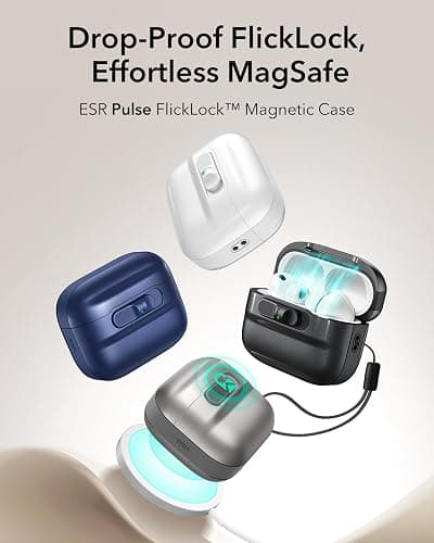 ESR for AirPods Pro 3 Case (2025), Compatible with AirPods Pro 3 (USB-C Cable), MagSafe Ready, Magnetic Lid Lock, Full Drop Protection Cover with Lanyard, Black thumbnail 3
