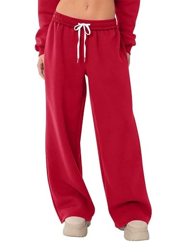 LOMON Wide Leg Sweatpants Women Fleece Sweat Pants Fall Spring Clothes 2026 Teen Girl Baggy Jogger Sweatpant with Pockets - Image 1