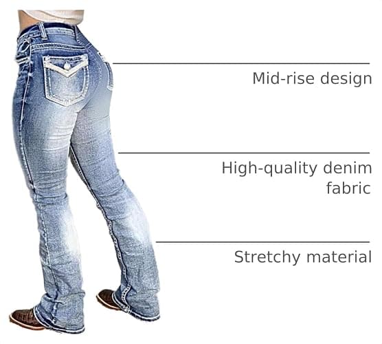 Flamingals Boot Cut Trendy Stretch Jeans Butt Lifting Tummy Jeans for Women | Control Denim Pants Sea, Bootcut Jeans for Women, Denim Fabric, Stretch Comfort, Stretchy thumbnail 4