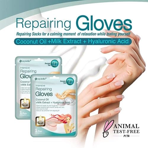 Epielle Intensive Repairing Hand Mask 6 Pairs, Deep Moisturizing Gloves for Dry, Cracked Hands, Self Care Gifts for Women, Spa Kit, Stocking Stuffers, Thanksgiving Essentials thumbnail 4