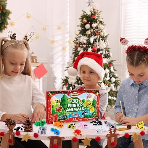 JOICEE 2026 Christmas Advent Calendar with Mini 3D Print Animals, 24 Days Mini Animal Figurines Toys Set Xmas Articulated Flexible Fidget Gifts for Kids Boys Girls Christmas Party Favors thumbnail 2