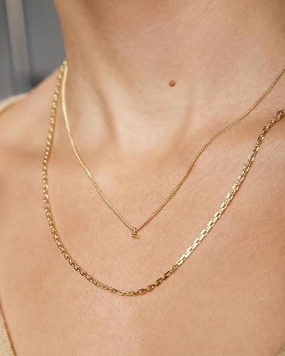 gorjana - Wilder Mini Alphabet Necklace - 18k Gold-Plated or Silver-Plated Brass - Personalized Initial Charm - Secure Closure, Adjustable Length - Timeless Elegance thumbnail 3