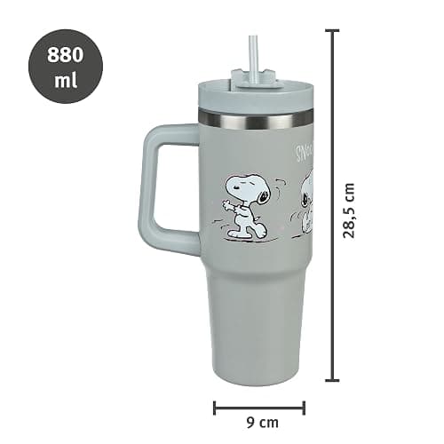 Undercover - Peanuts Snoopy Gobelet isolant avec paille - 880ml de capacité - Gobelet en acier inoxydable avec poignée - sans BPA thumbnail 3