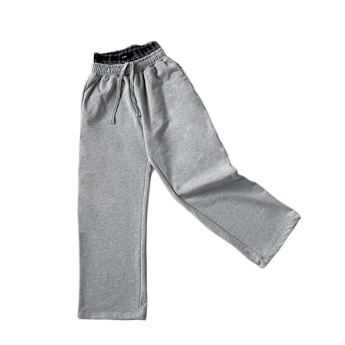 Double Waisted Sweatpants Men Vintage Plaid Double Waist Sweats Elastic Waisted Drawstring Loungewear Track Pants - Image 1