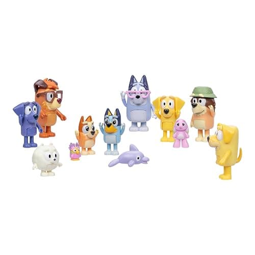 Bluey Figures Super Fan Collector Set – 12-Pack, Includes Chattermax, Grey Dancer, Lucky, Nana, Jean-Luc, Pom Pom, Grandad & More – Gift for Kids Ages 3+, Amazon Exclusive - 1 - Bluey Super Set thumbnail 4