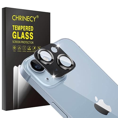 1 Pack Camera Lens Protector for iPhone 14 6.1 inch/iPhone 14 Plus 6.7 inch, Full Coverage 9H Tempered Glass Metal Frame, Case Friendly, Anti-scratch (Black) - Image 1