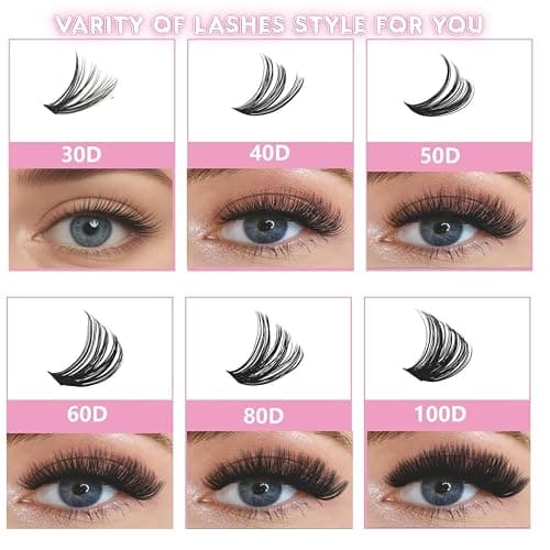 Charmily DIY Lash Clusters Kit – 280pcs Volume Lashes clusters, D Curl Soft Wispy Lash extension kit 40D+50D Mix 9-16mm Eyelash Cluter Glue Bond Seal & Remover and tweezers, Easy At-Home Application thumbnail 4