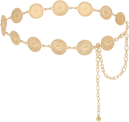 HIQUACC Women's Chain Belt Metal Waist Belt Chunky Belly Link Belt - Image 1
