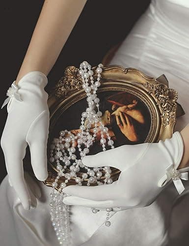 QRBTSCL Women's Short Satin Gloves Wrist Length Dress Gloves for Wedding Opera Party 1920s Stretchy Glove thumbnail 4