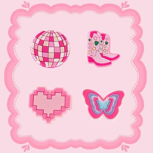 Sylvansong 30,50,100pcs Random Pink Shoe Charm for Girls Cute Shoe Decoration Charms fit Clog Sandal for Teens Women Birthday Party Favors Gifts thumbnail 4
