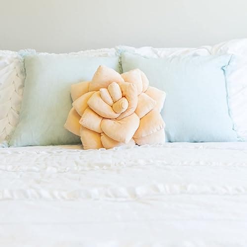 Green Philosophy Co. Succulent® Pillow 16" – Soft 3D Decorative Flower Throw Pillow, Unique Blush Peach Plush Flower Cushion, Perfect for Couch, Sofa, Bedroom Decor, Gift for Plant Lovers thumbnail 5