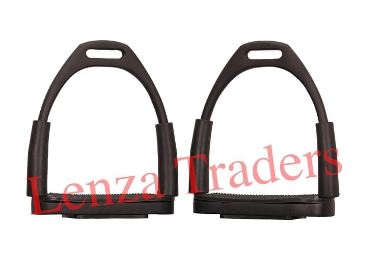 Black Matte Flexible Stirrups Safety Horse Riding Bendy Flex Irons S Steel, Flexible Safety Stirrups, Black Flexible English Bendy Horse Stirrups thumbnail 4