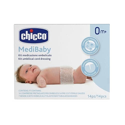 Chicco Kit Medicazione Ombelicale, Set 14 Compresse Pretagliate per Ombelico e 7 Bende a Rete, Permette di Fissare e Rimuovere la Medicazione con Facilità, Compressa Traspirante, Set 21 Pezzi, 0+ Mesi thumbnail 2