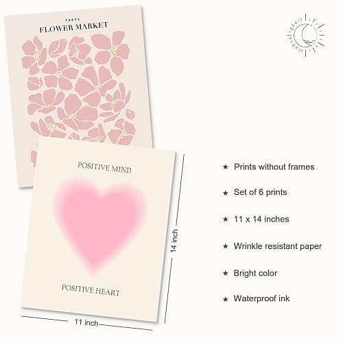 Habseligkeit Pink Matisse Wall Art Prints, Abstract Wall Art Exhibition Posters, Vintage Wall Art Prints, Retro Room Decor for Girl's Bedroom 11x14 inch, Unframed thumbnail 5