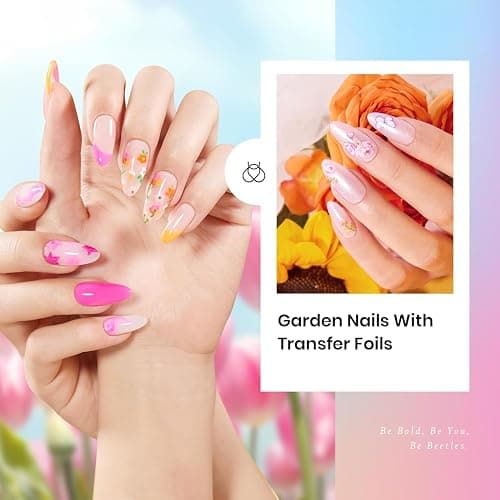 Beetles Gel Nail Polish Set with Base Top Coat Foil Glue Floral Gel Polish | 36 Color Collection Featuring Pastel Blue Green Glitter Shades with Soak-Off UV LED Formula for Nail Art thumbnail 4