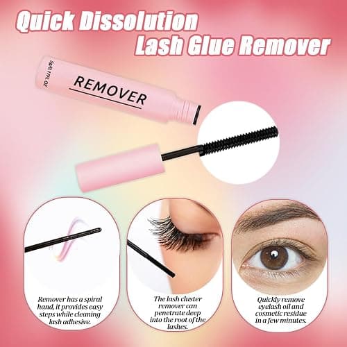 DNSGOOR DIY Lash Extension Kit 727Pcs Lashes Clusters with Bottom Lashes Lash Bond and Seal Glue Remover Lash Shampoo Cleansing Brush Headband Wristband Tweezers Eyelash Brush Applicator thumbnail 4