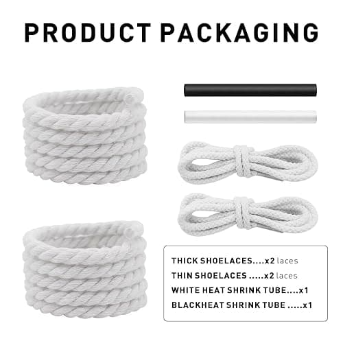 UamGlsob Thick Rope Shoe Laces for Air Force 1, 10mm/15mm Wide Round Cotton Chunky Shoelaces Replacement Strings for Sneakers thumbnail 2