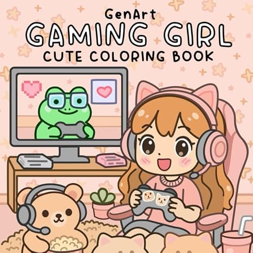Gaming Girl: Cute Coloring Book for Adults and Kids - Image 1