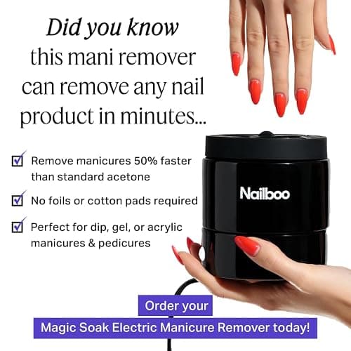 Nailboo Acetone Nail Polish Remover & Heated Soak Off Bowl Kit – Pure Acetone 16fl oz & Electric Nail Removal System for Dip Powder, Gel Polish, Acrylic & Press Ons thumbnail 8