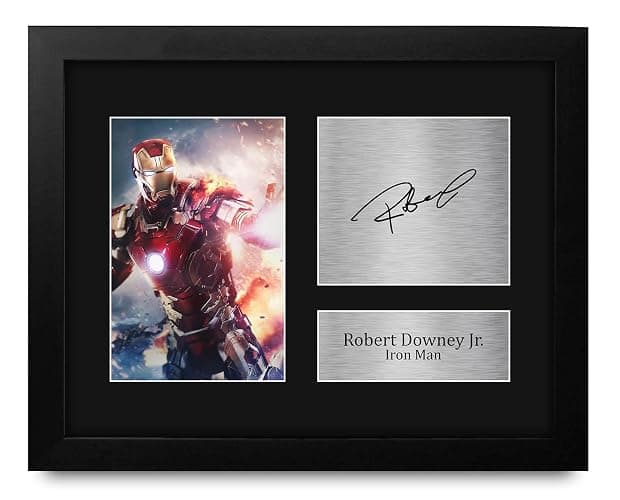 HWC Trading Robert Downey Jr USL Framed Signed Printed Autograph Iron Man The Avengers Print Photo Picture Display - Great Gift Idea - US Letter Size - Image 1