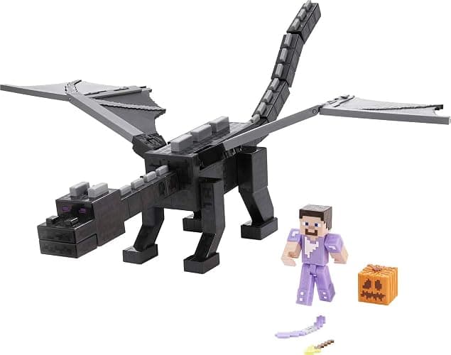 Mattel Minecraft Ultimate Ender Dragon Figure, 20-in Mist-Breathing Creature, Plus 3.25-in Color-Change Steve Figure, Weapon, Amor and Battle Accessory, Gift for 6 Years Old and Up - Image 1