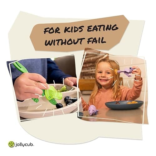 Jollycub® Interactive Toddler Utensils, Dino Chomperware™, Kids Silverware Set, BPA Free, Made in USA (Leafy Greens) thumbnail 5