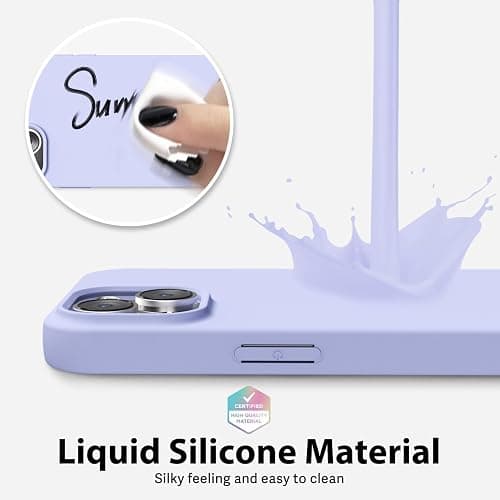 oakxco Silicone Case for iPhone 14/ iPhone 13 Case Magnetic, Compatible with Magsafe Wireless Charging, Slim Thin Soft Rubber Gel, Girly Cute Hard Mag Safe Cover for Women, Purple Lavender Lilac thumbnail 4