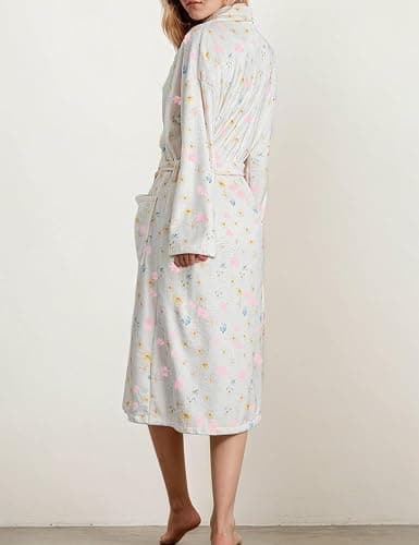 TIKITIDES Cute Fruit Robe for Women Soft Lightweight Fall Winter Bathrobe | Cute fruit berry print,Calf length,100% soft plush fuzzy flannel,Shawl collar,Bath robe with self-tie belt,2 front pockets, thumbnail 2