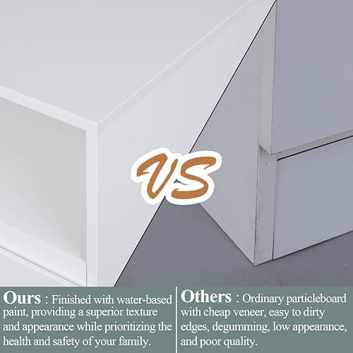 Gyfimoie 6 Drawer Double Dresser with Power Outlet, Accent Chests of Drawers with LED Light, Modern White Storage Dresser with Charging Station (Mirror Not Included) thumbnail 7