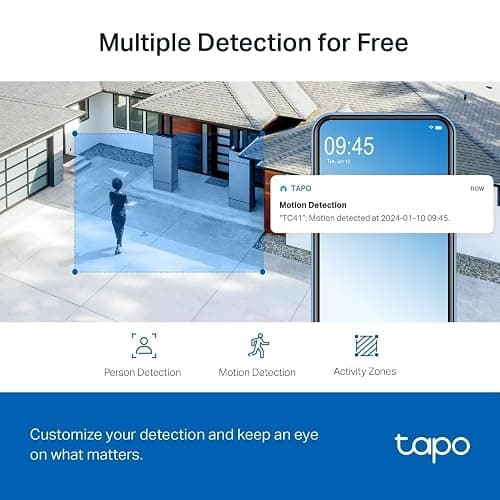 Tapo TC41 2K Pan/Tilt Outdoor Security Camera, WiFi Camera, 360° Smart Person Detection Motion Tracking, Full-Colour Night Vision, No Monthly Fee, Two-Way Talk, IP65, Works with Alexa & Google thumbnail 5