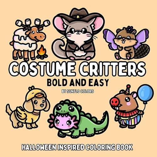 Costume Critters: Halloween Inspired Bold and Easy Coloring Book for Adults or Kids (Bold and Easy Coloring Books) - Image 1