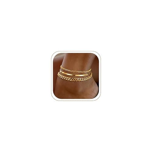 DEARMAY Gold Anklets for Women Waterproof | Non Tarnish14K Gold Plated Ankle Bracelets Set Stack, Summer Beach Jewelry Gifts for Vacation - Image 1