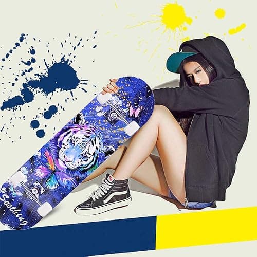CLYCTIP Complete Skateboards- Standard for Beginners Kids Boys Girls Teenager- 31''x 8''Canadian Maple Cruiser Pro Skate Board thumbnail 3