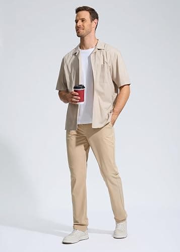 Pudolla Men's Golf Pants Stretch Work Dress Comfy Pants 30"/32"/34" Lightweight Quick Dry Casual Slacks Trousers with Pockets thumbnail 6