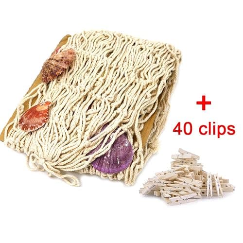 DGQ Photo Hanging Photo Display Frames 79 x 40inch DIY Picture Frames Collage Set Mediterranean Fishing Net Wall Decorations with 40 Clips for Hanging Photos, Prints and Artwork thumbnail 5