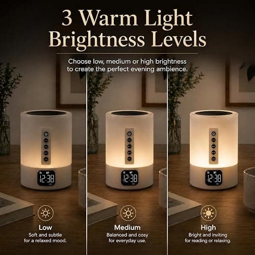 Enceinte Bluetooth Reveil Veilleuse, Lampe de Chevet Tactile avec Machine à Bruit Blanc, Haut-Parleur Bluetooth Veilleuse Enfant Réveil Lumineux Idee Cadeau Ado Fille,Enfant, Femme, Anniversaire, Noel | Réveil Lumineux Enfant et Ado, 15 Sons Apaisants avec Bruit Blanc, Lampe Tactile 48 Couleurs, Cadeau Noel et Anniversaire thumbnail 8