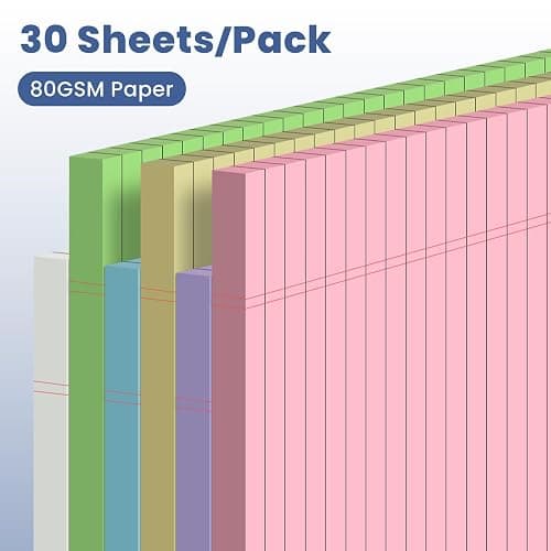 6 Pack Notepads 5x8, Small Legal Pads Narrow College Ruled, 30 Sheets/Pack, Perforated Notebook - Colored Note Pads for School, Memo, Note Taking, Teacher & Office Supplies, Writing Pads of Paper thumbnail 3