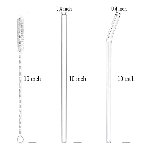 Hiware Reusable Glass Straws Set, 5-piece Drinking Straws with Cleaning Brush, 10" x 10 mm, Dishwasher Safe thumbnail 3