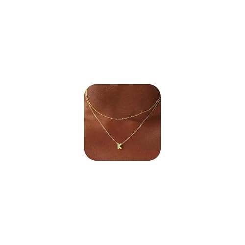 Thaivor Initial Necklaces for Women 14K Gold Plated Bubble Letter Necklace Layered Dainty Cute Choker Pendant Stack Jewelry Fashion Accessories Teen Trendy Gift - Image 1