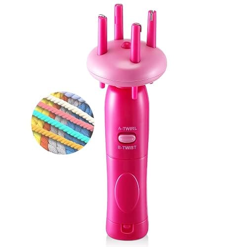 Enhon Cord Maker Portable Fringe Twister, Handheld Cord Maker for Craft Yarn Making Twister for Beginners(Pink) - Image 1