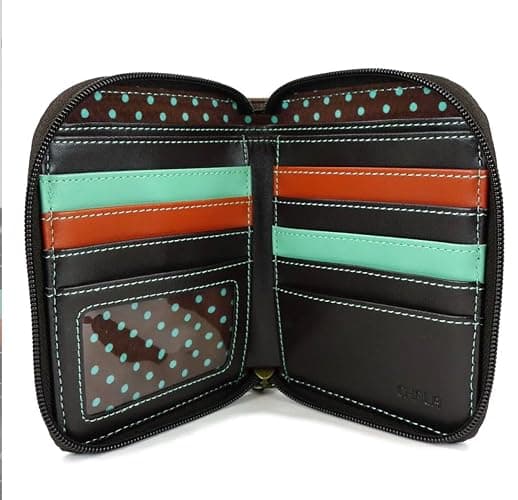 CHALA Zip Around Wallet, Wristlet, 8 Credit Card Slots, Sturdy Pu Leather - Frog - Turquoise thumbnail 2