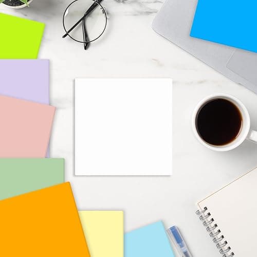 Super Sticky Notes,Self-Stick Note Pads 3 x 3 in,400 Sheets Sticky Notepad Bulk,Office Supplies,School Supplies,Christmas Decor (White, Sticky Notes 3x3) thumbnail 2
