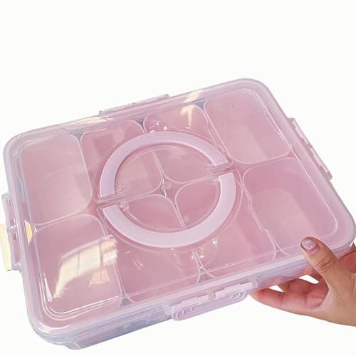 Küchera Snack Box with Compartments, Reusable Snackle Box/Tray | Dishwasher-Safe Food Storage Container with Lid, Portable Travel Snack Boxes for Plane (Pink) thumbnail 2