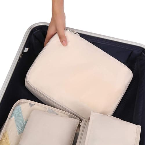 BAGAIL 8 Set Packing Cubes Luggage Organizer Bags for Travel Accessories-Cream - Cream - 8 Set thumbnail 5