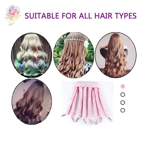 Tirdkid Pink Heatless Curling Rod Headband, 2026 New Upgraded Eight Claw Design Heatless Curler with Removable & Adjustable Heatless Curls thumbnail 3