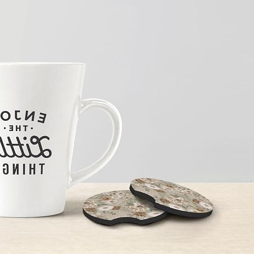 2 Pcs Car Cup Coasters, Vintage Floral Universal Non-Slip Rubber Car Coasters for Cup Holders 2.75 inch, Car Interior Accessories for Women thumbnail 2