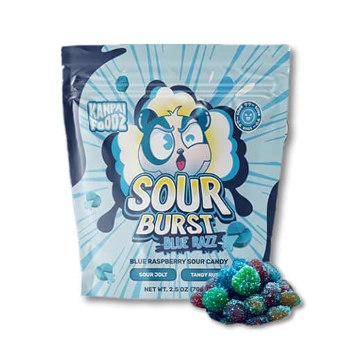 Kanpai Candy - Unique Freeze Dried & SOUR Gummy Candies - Gift Packs By Lyza's Sweets & Treats (Pack of 1, Blue Raspberry Sour Burst) - Image 1