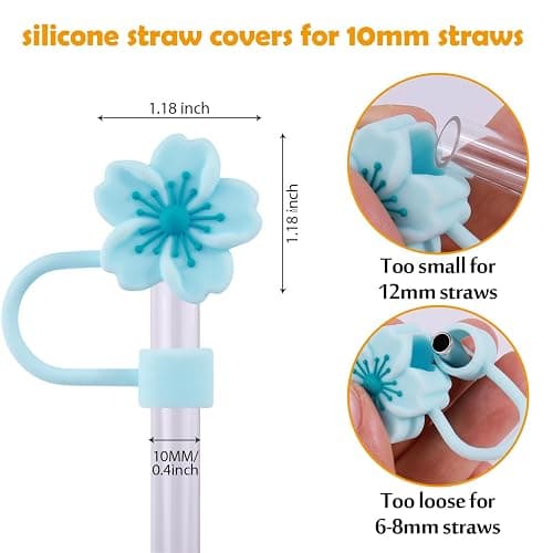 GLAMFIELDS Straw Covers Cap for Stanley Cup 30-40 oz, Toppers for Tumblers With Handle 10mm 0.4in Silicone Accessories, Dust-Proof Protectors, Cherry Blossom 5 Pack thumbnail 3
