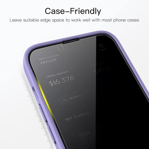 JETech Privacy Full Coverage Screen Protector for iPhone 16e 2025, iPhone 14 6.1-Inch, Anti-Spy Tempered Glass Film, Edge to Edge Protection Case-Friendly, 2-Pack thumbnail 7